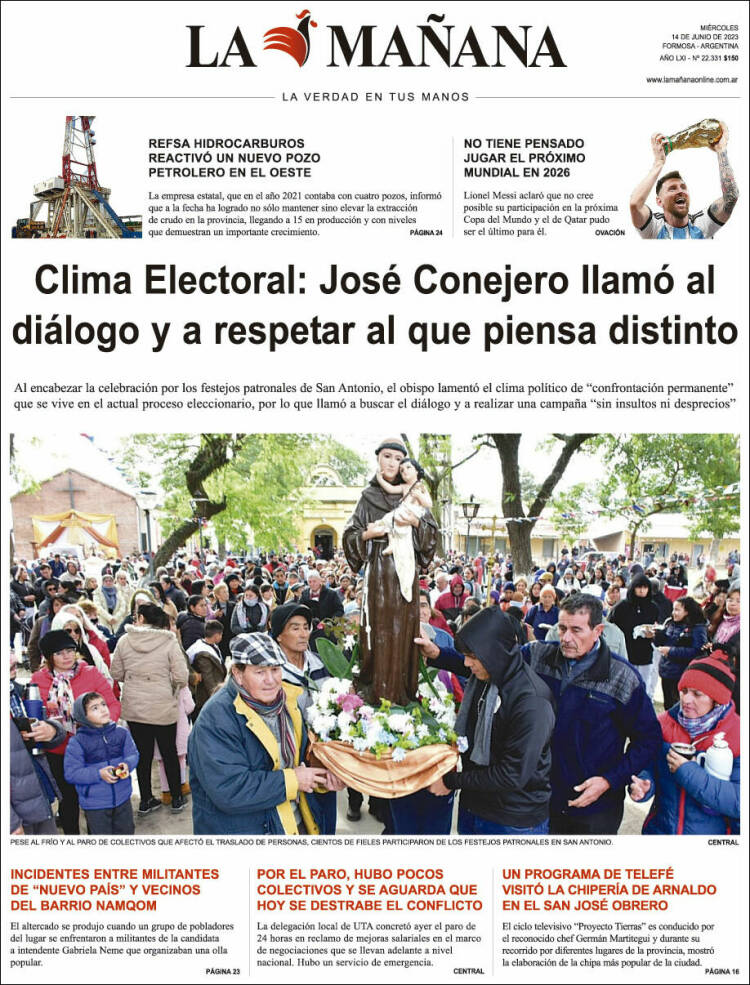 Portada de Diario La Mañana (Argentina)