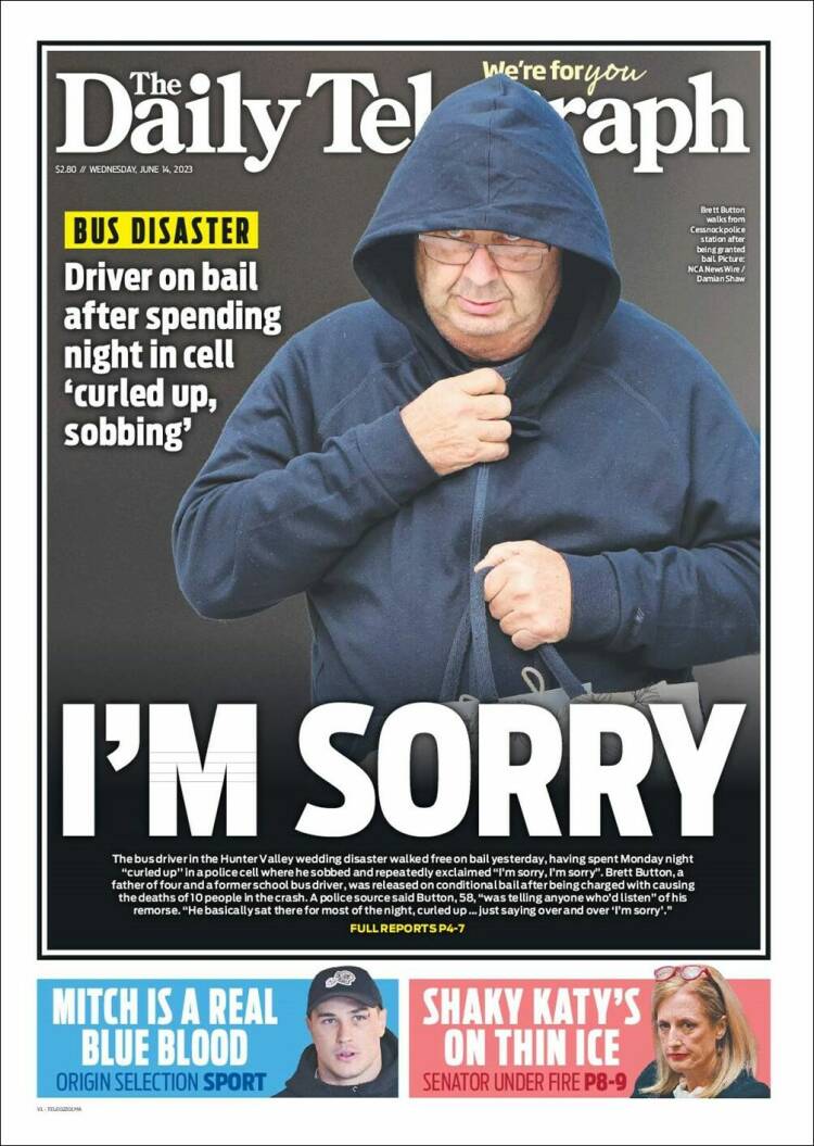 Portada de The Daily Telegraph (Australia)