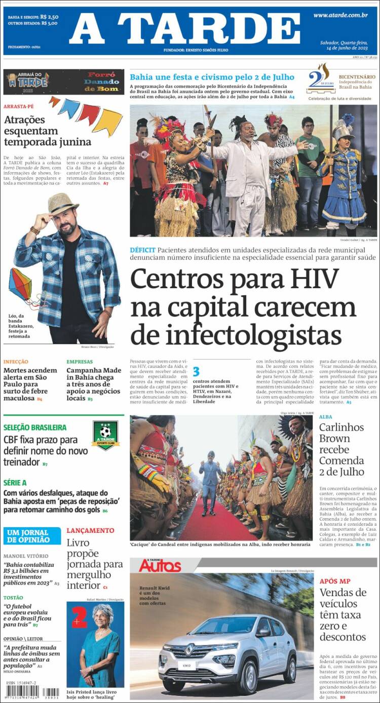Portada de Diário A Tarde (Brasil)