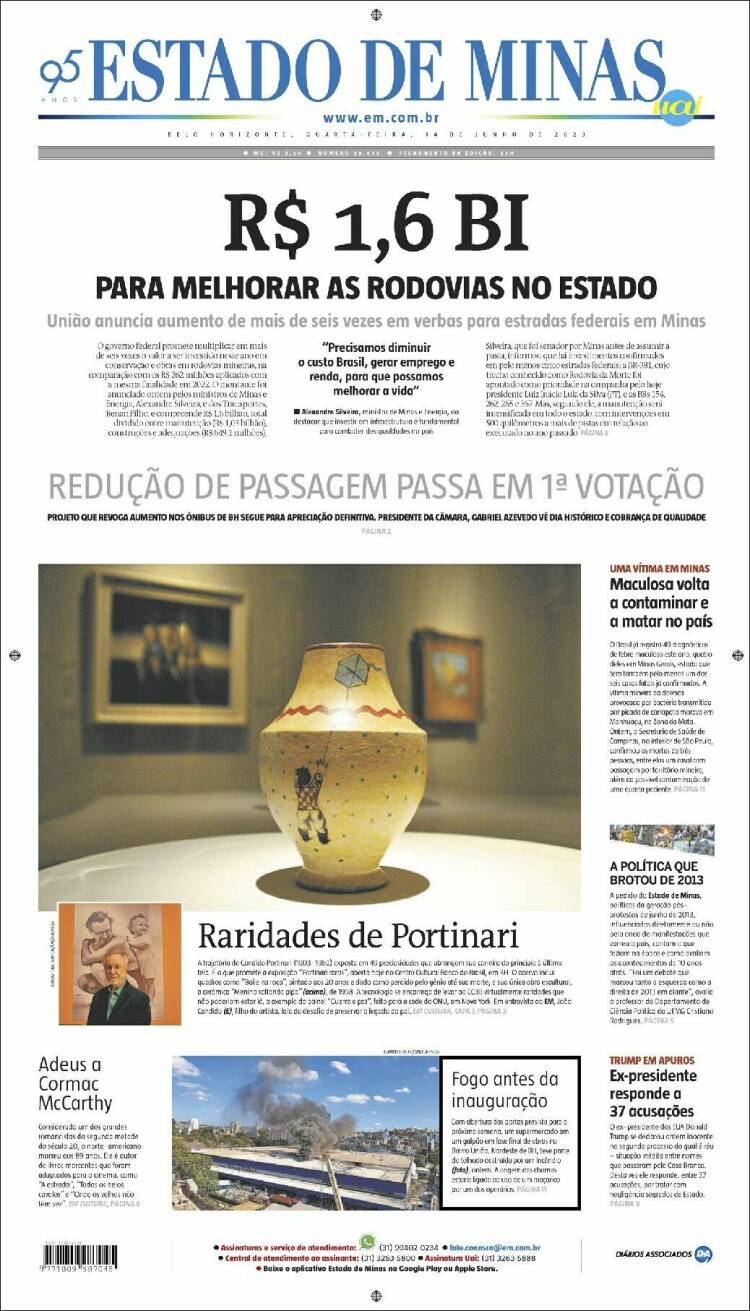 Portada de Jornal Estado de Minas (Brasil)