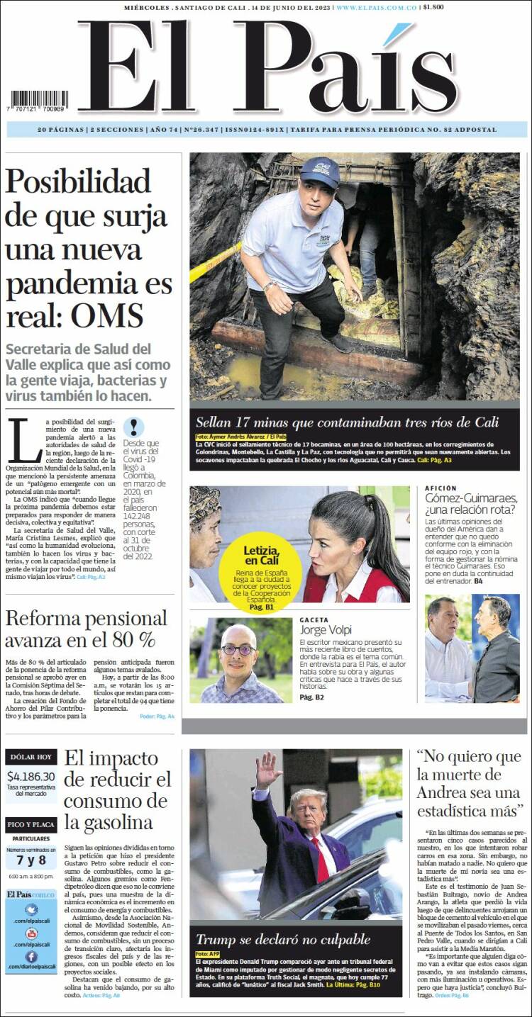 Portada de El País - Cali (Colombia)