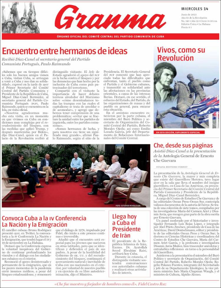 Portada de Granma (Cuba)