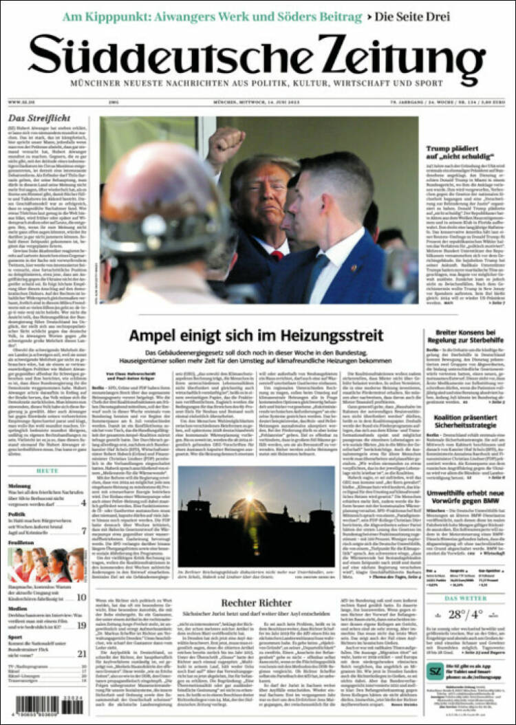Portada de Sueddeutsche (Alemania)