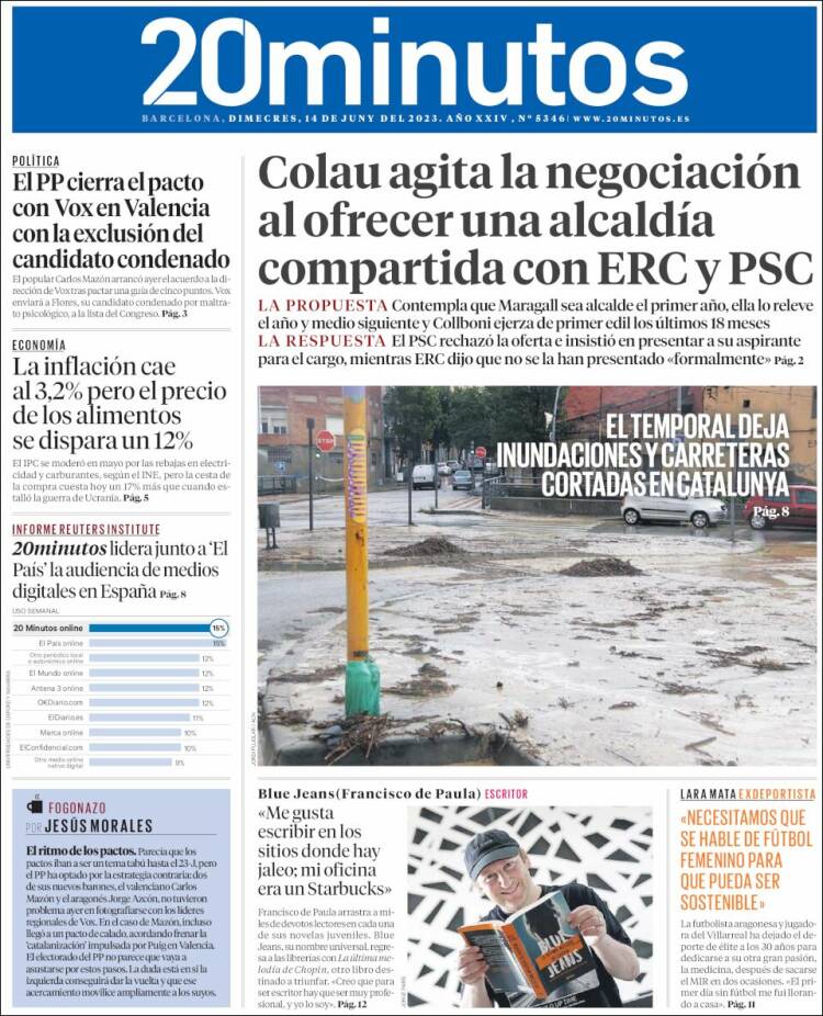 Portada de 20 Minutos - Barcelona (España)