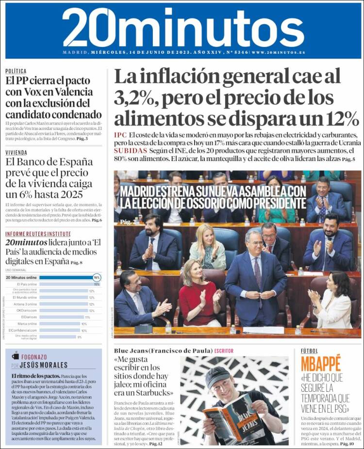 Portada de 20 Minutos - Madrid (España)