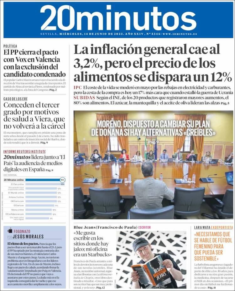 Portada de 20 Minutos - Sevilla (España)