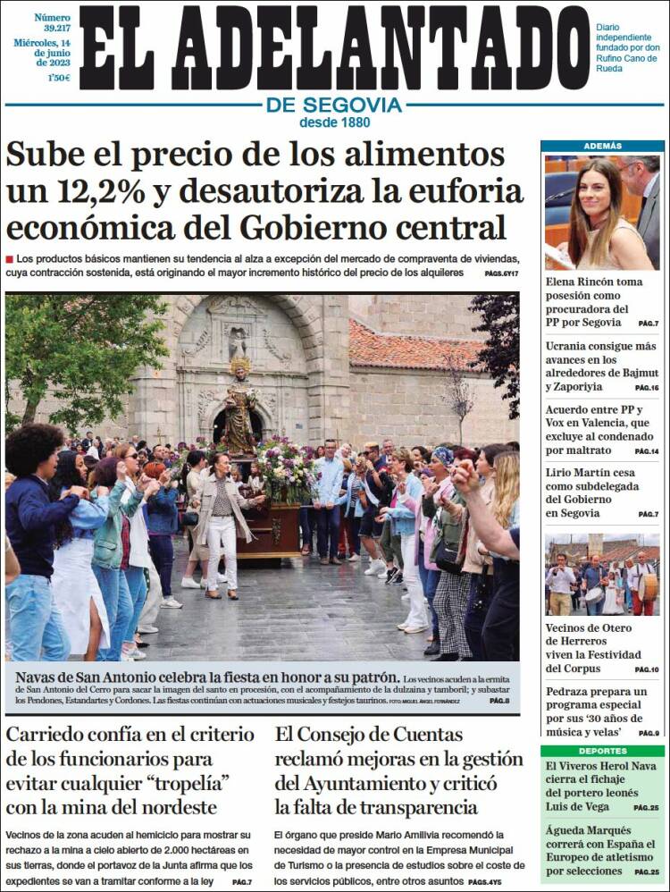 Portada de El Adelantado de Segovia (España)