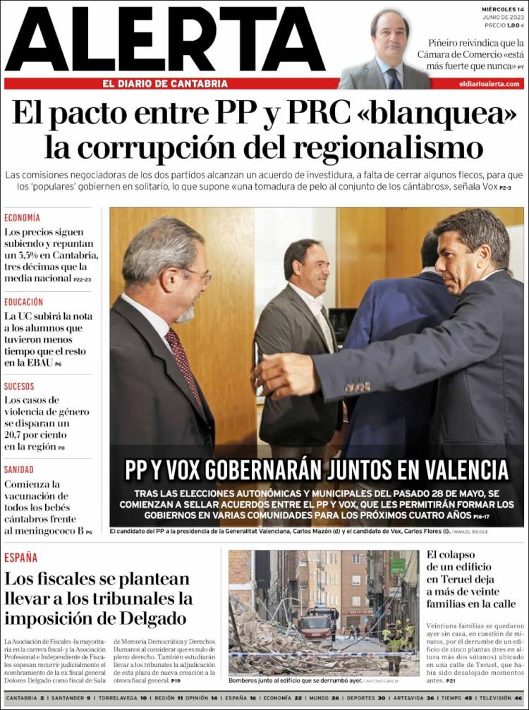 Portada de Alerta - El Diario de Cantabria (España)