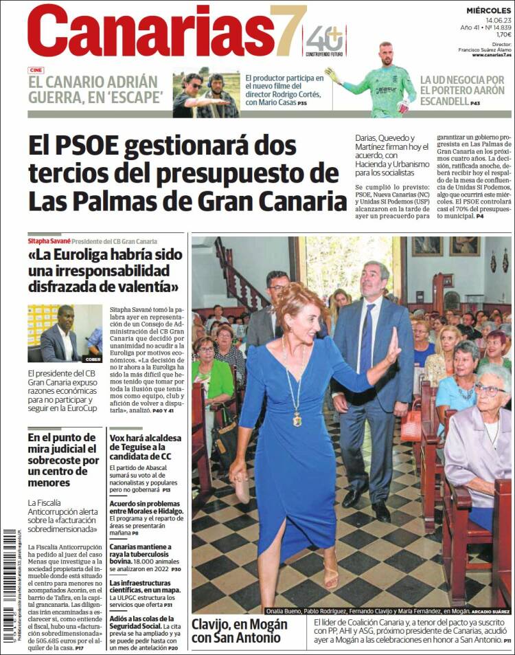 Portada de Canarias 7 (España)