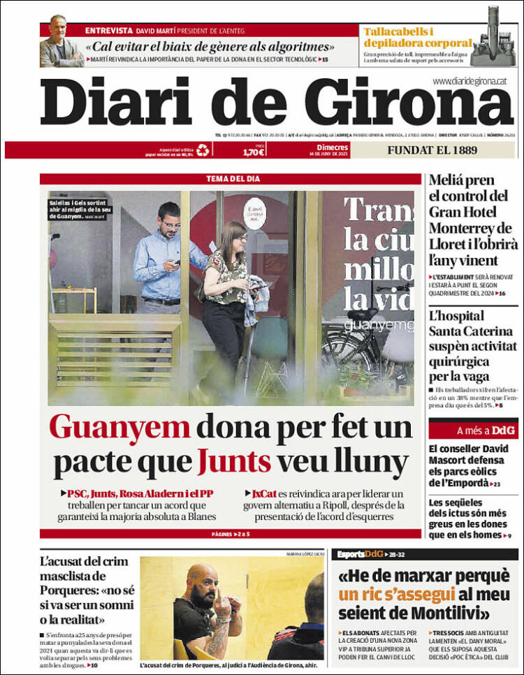 Portada de Diari de Girona (España)