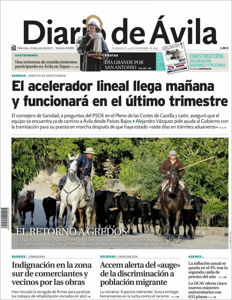 Portada de Diario de Ávila (España)