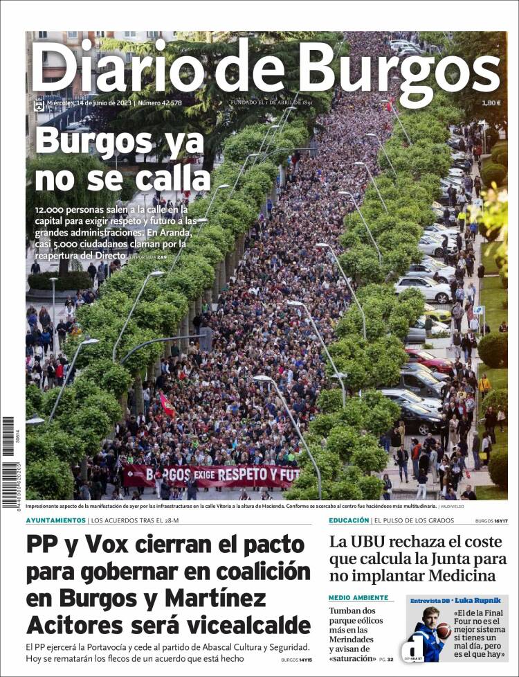 Portada de Diario de Burgos (España)