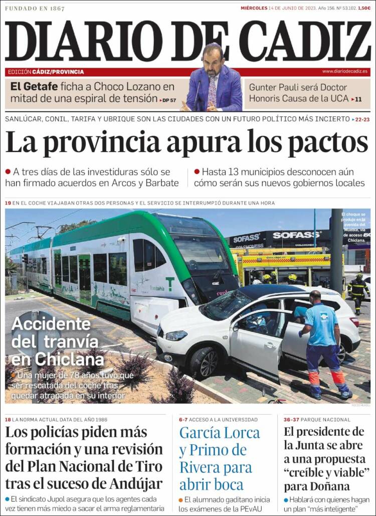 Portada de Diario de Cádiz (España)