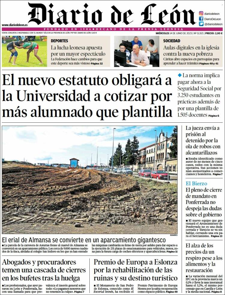 Portada de Diario de León (España)