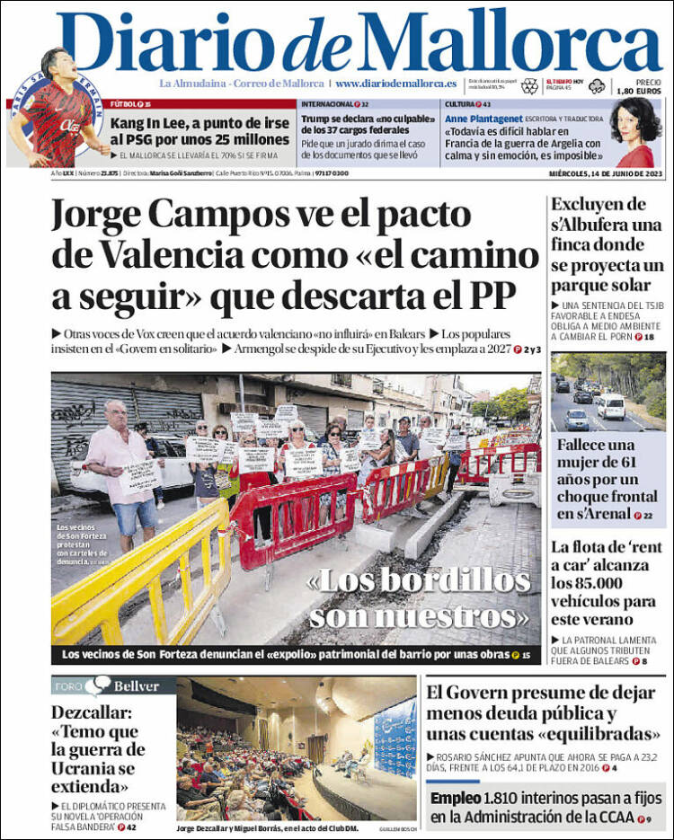 Portada de Diario de Mallorca (España)