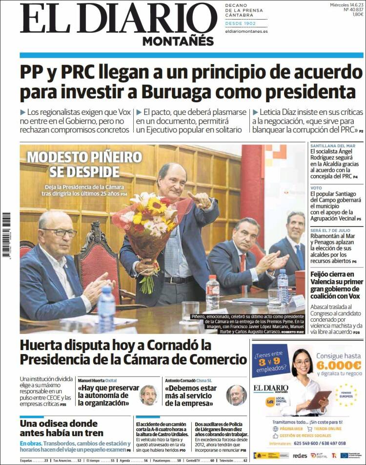 Portada de El Diario Montañés (España)