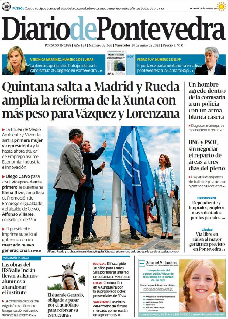 Portada de Diario de Pontevedra (España)
