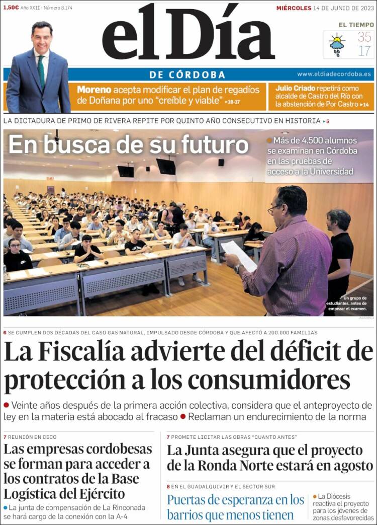 Portada de El Día de Córdoba (España)