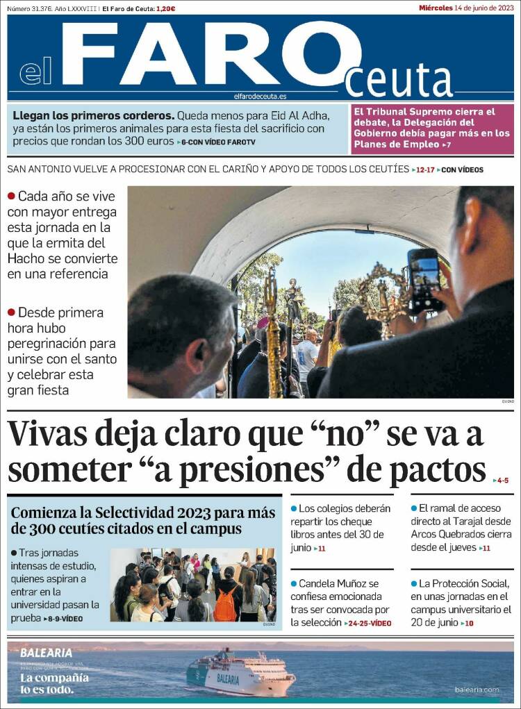 Portada de El Faro de Ceuta (España)