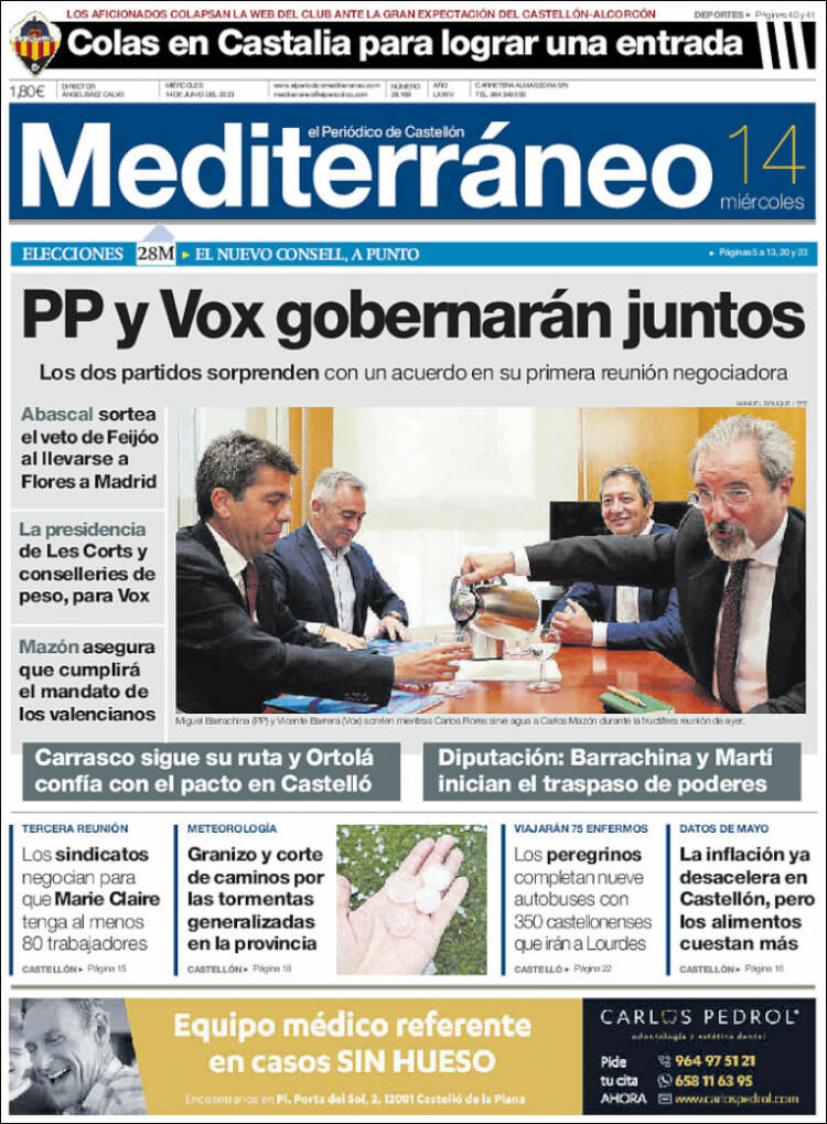 Portada de El Periódico Mediterraneo (España)