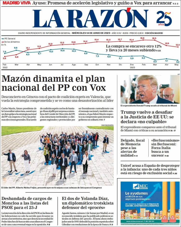 Portada de La Razón (España)