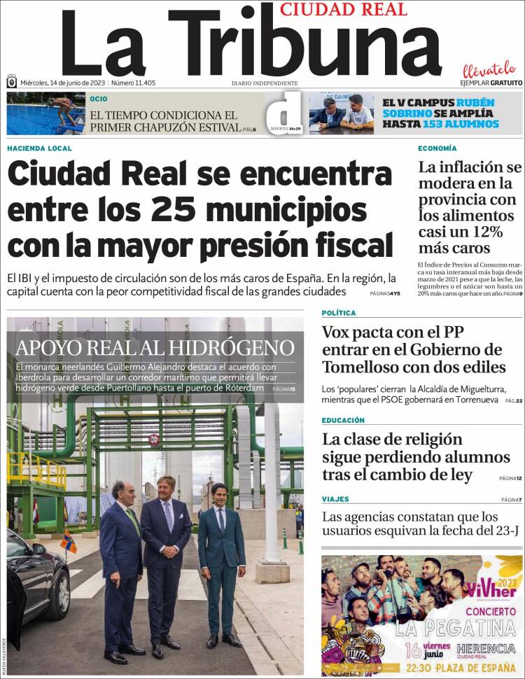 Portada de La Tribuna de Ciudad Real (España)