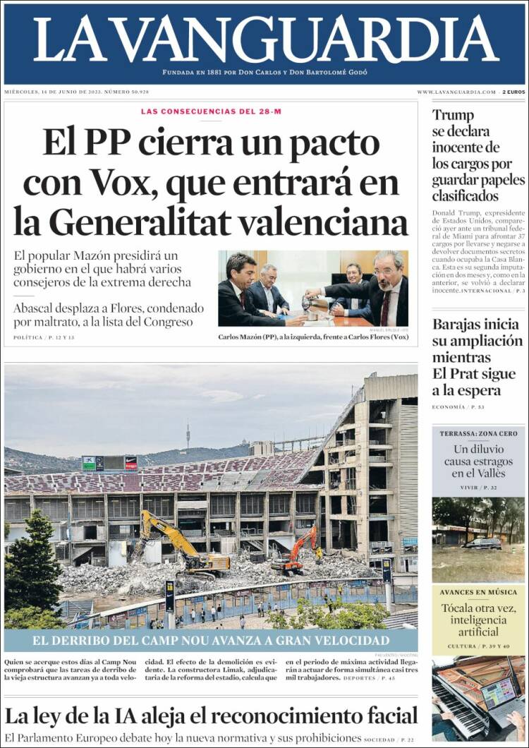 Portada de La Vanguardia (España)