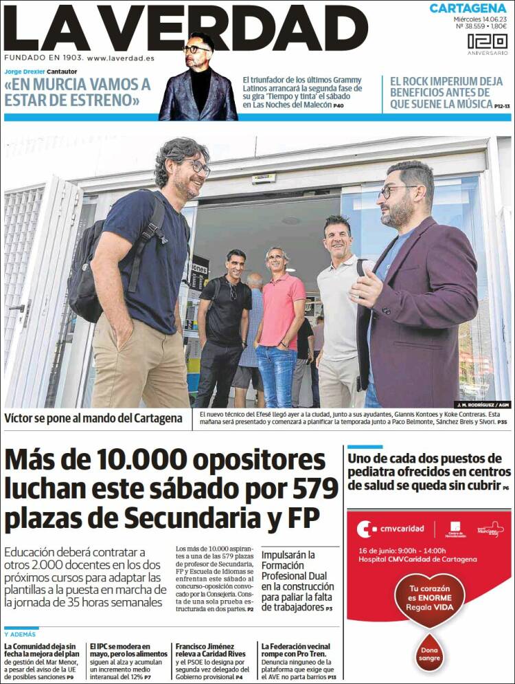 Portada de La Verdad de Cartagena (España)