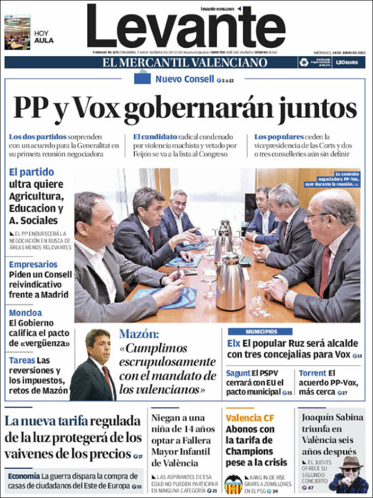 Portada de Levante (España)