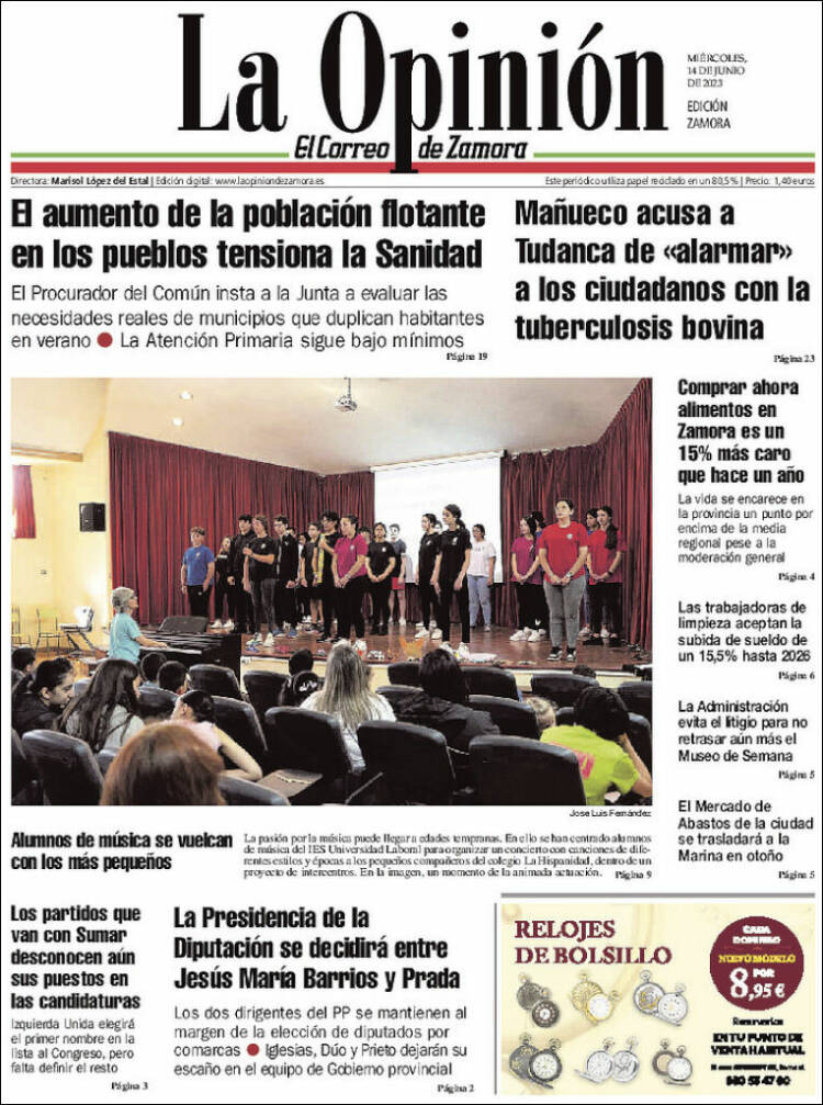 Portada de La Opinión - El Correo de Zamora (España)