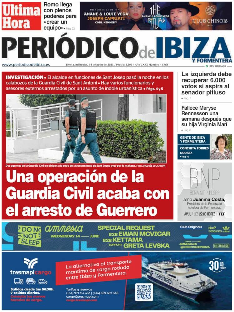 Portada de Periódico de Ibiza (España)