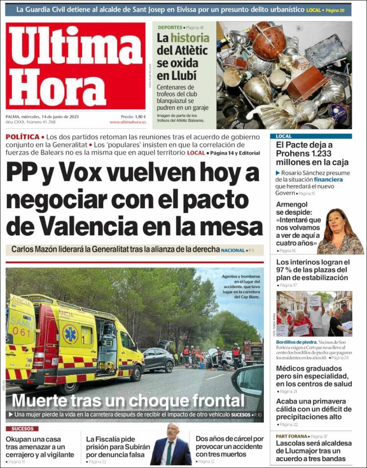 Portada de Última Hora (España)