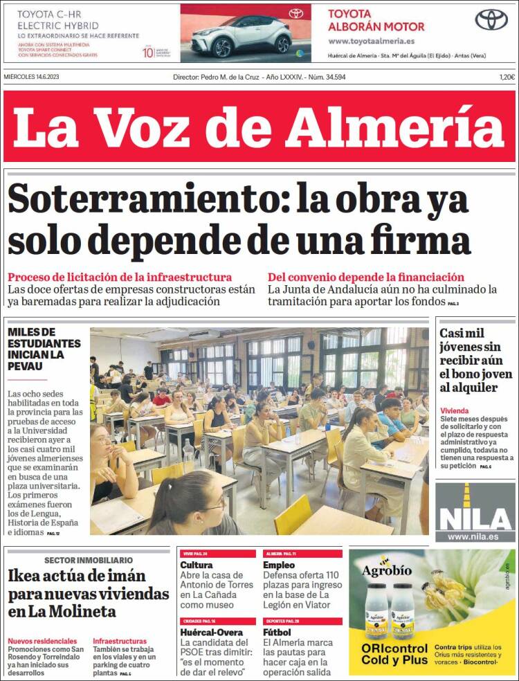 Portada de La Voz de Almería (España)