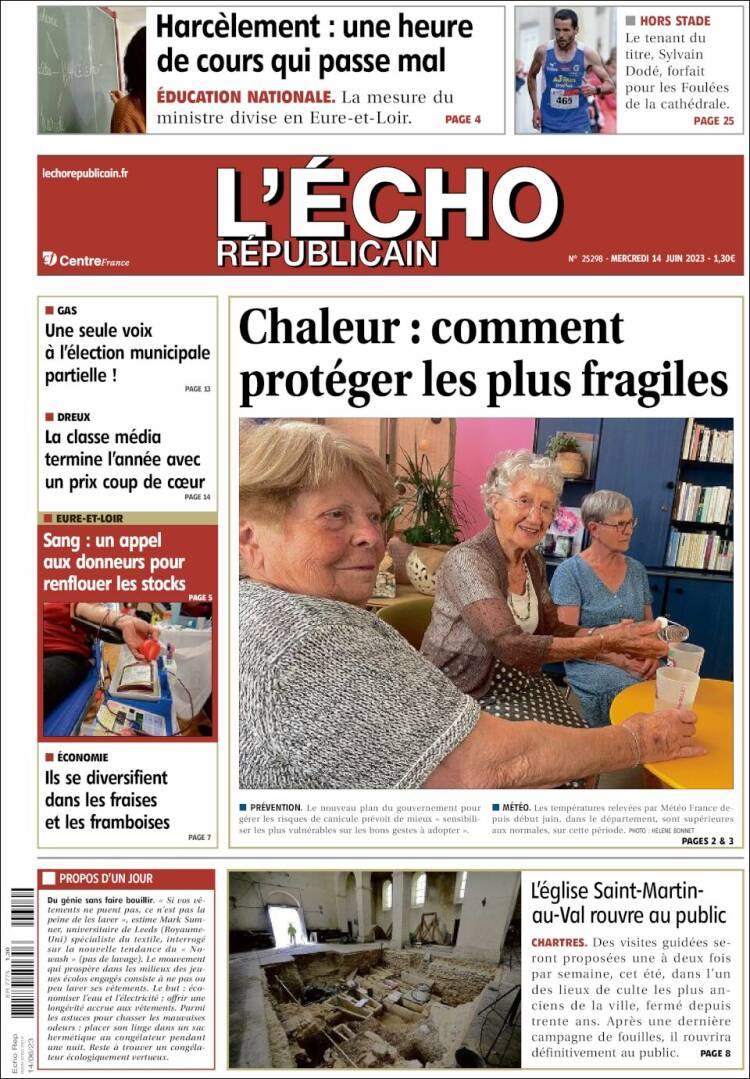 Portada de L'Echo Républicain (Francia)