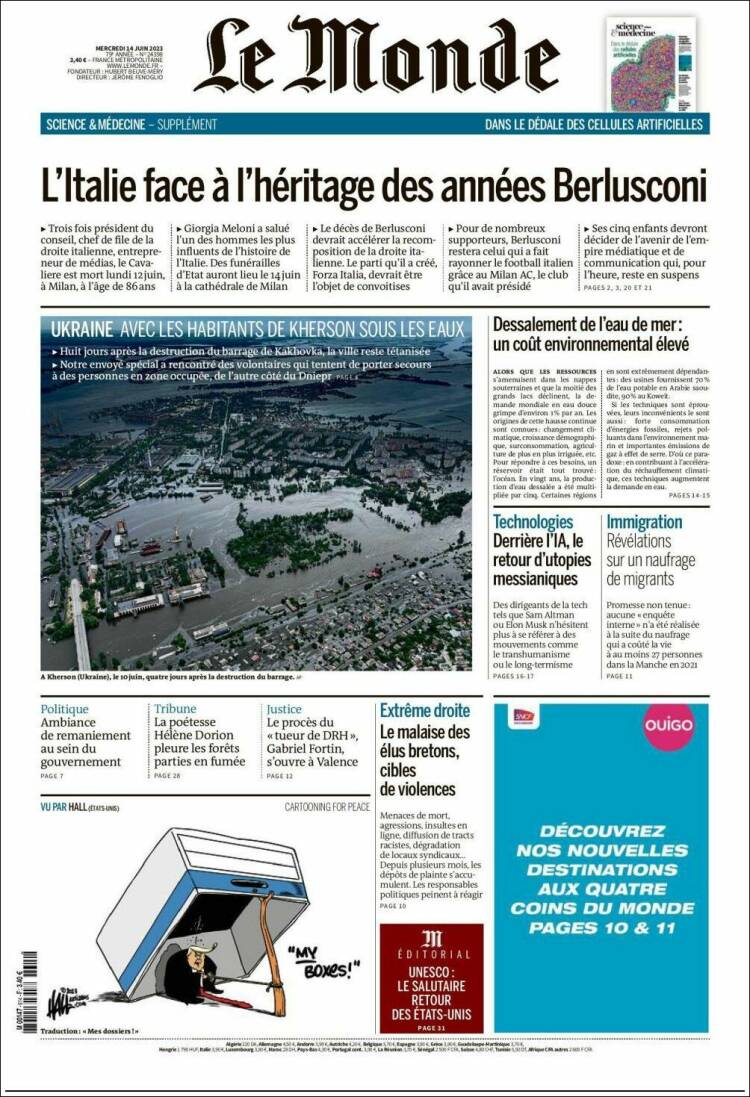 Portada de Le Monde (Francia)