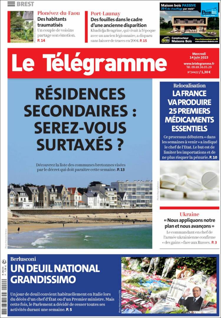 Portada de Télégramme (Francia)