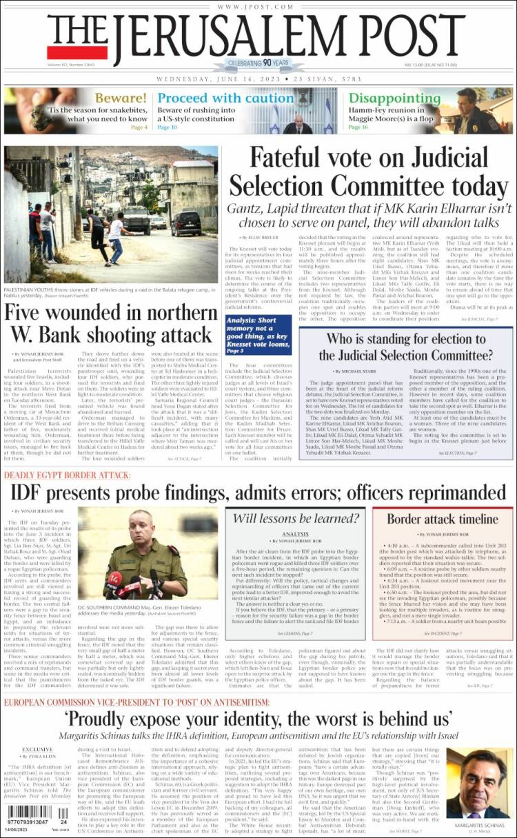 Portada de The Jerusalem Post (Israel)