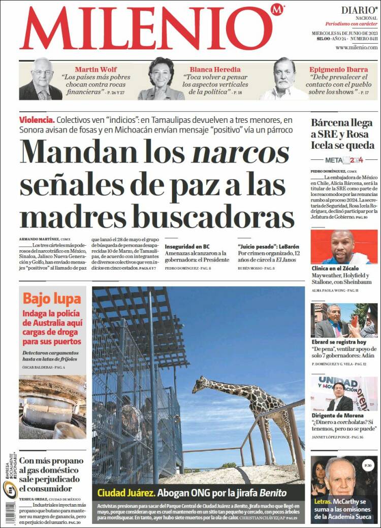 Portada de Milenio (M&eacute;xico)