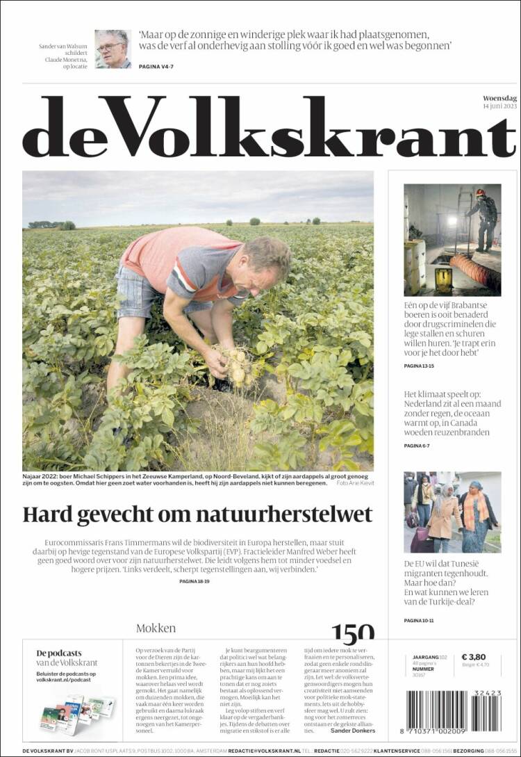 Portada de De Volkskrant (Pa&iacute;ses Bajos)