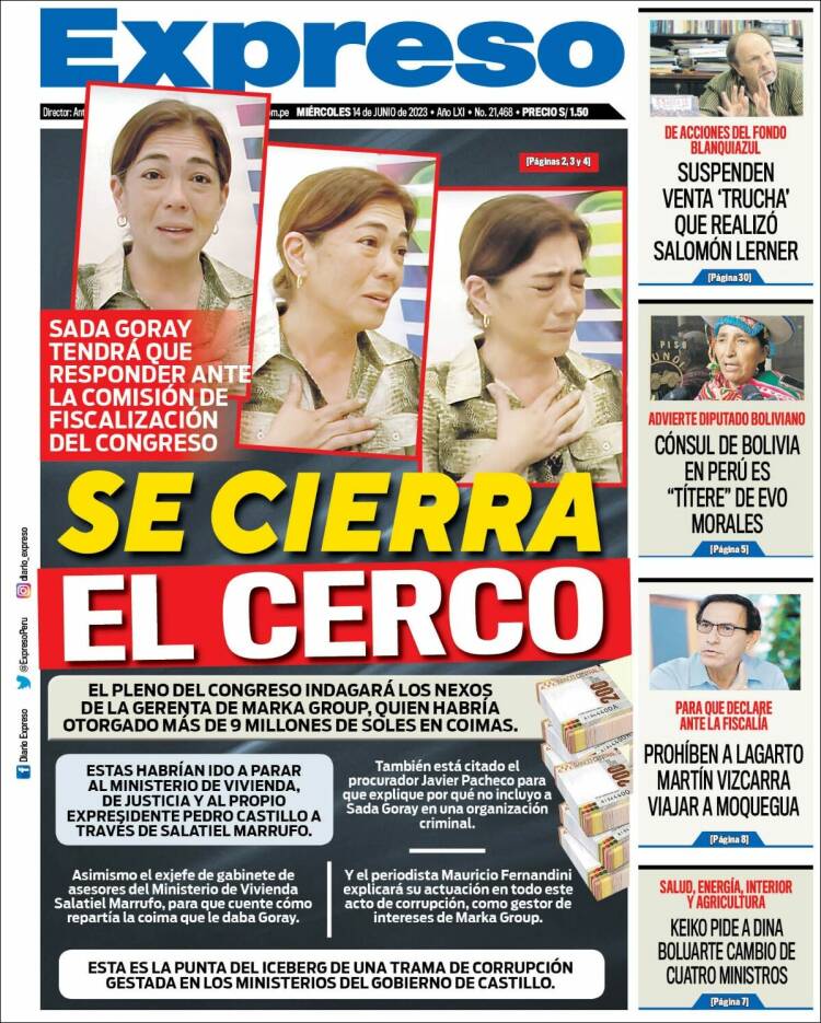 Portada de Expreso (Per&uacute;)
