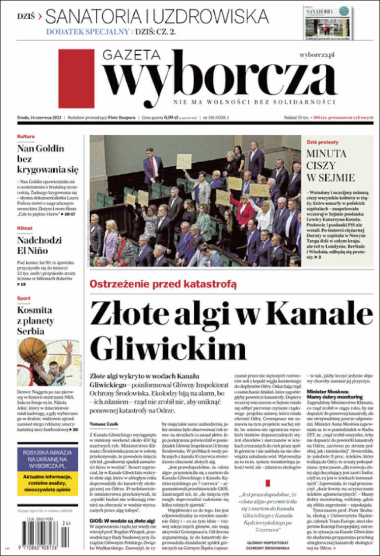 Portada de Gazeta Wyborcza (Polonia)