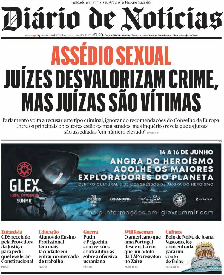 Portada de Diário de Noticias (Portugal)