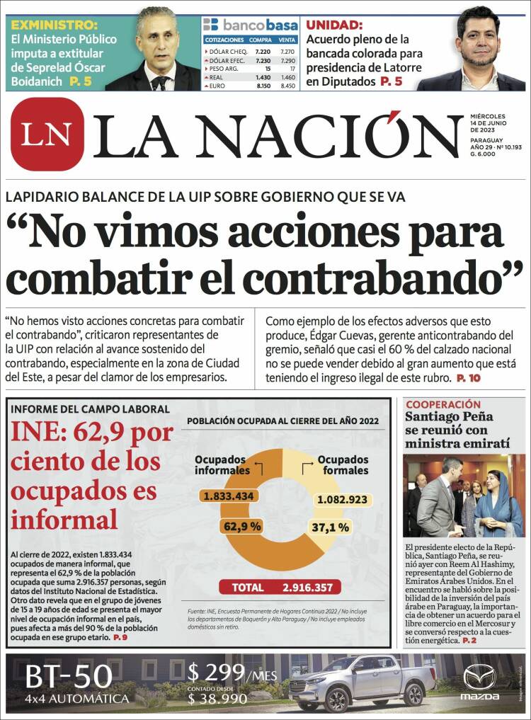 Portada de La Nación (Paraguay)