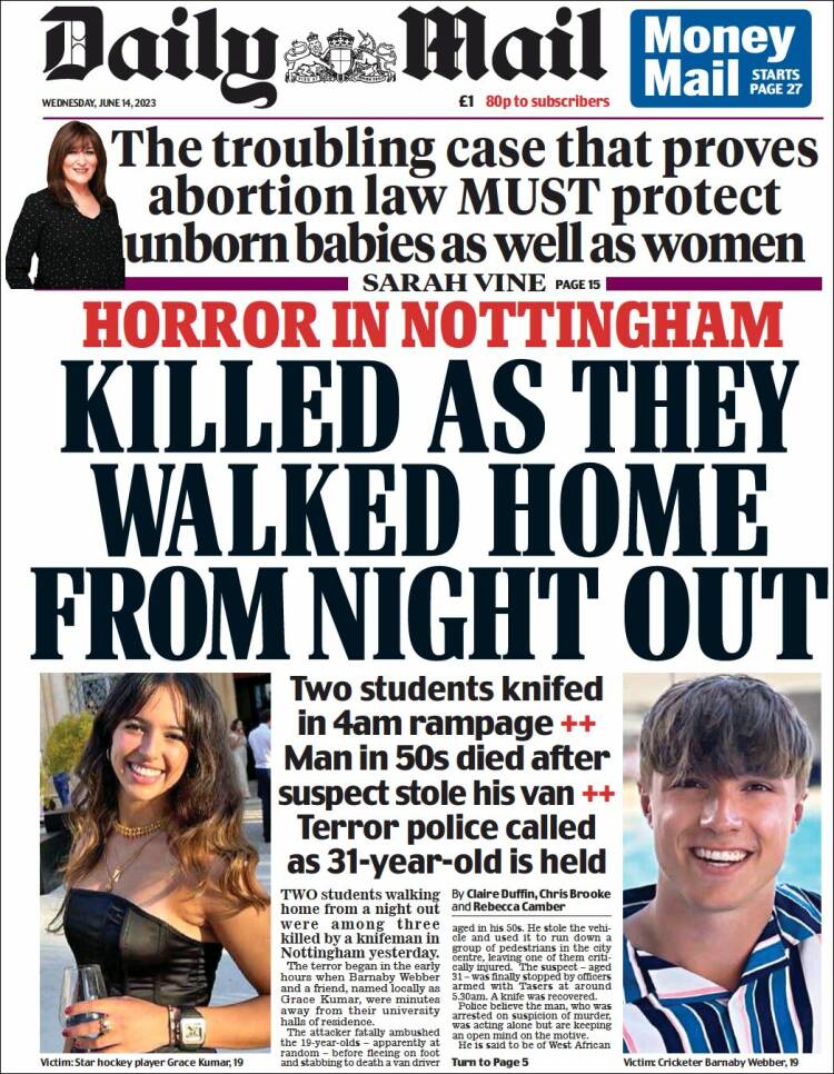 Portada de Daily Mail (Reino Unido)