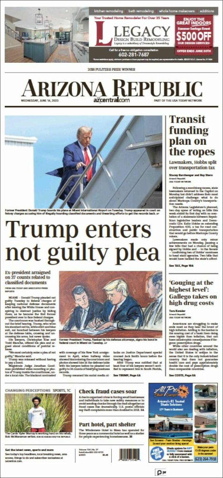 Portada de Arizona Republic News (USA)