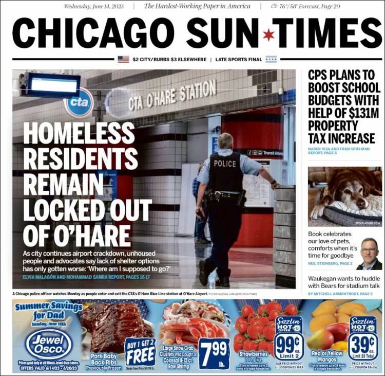 Portada de Chicago Sun-Times (USA)