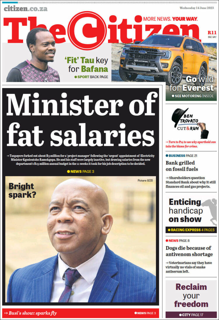 Portada de The Citizen (Sud&aacute;frica)