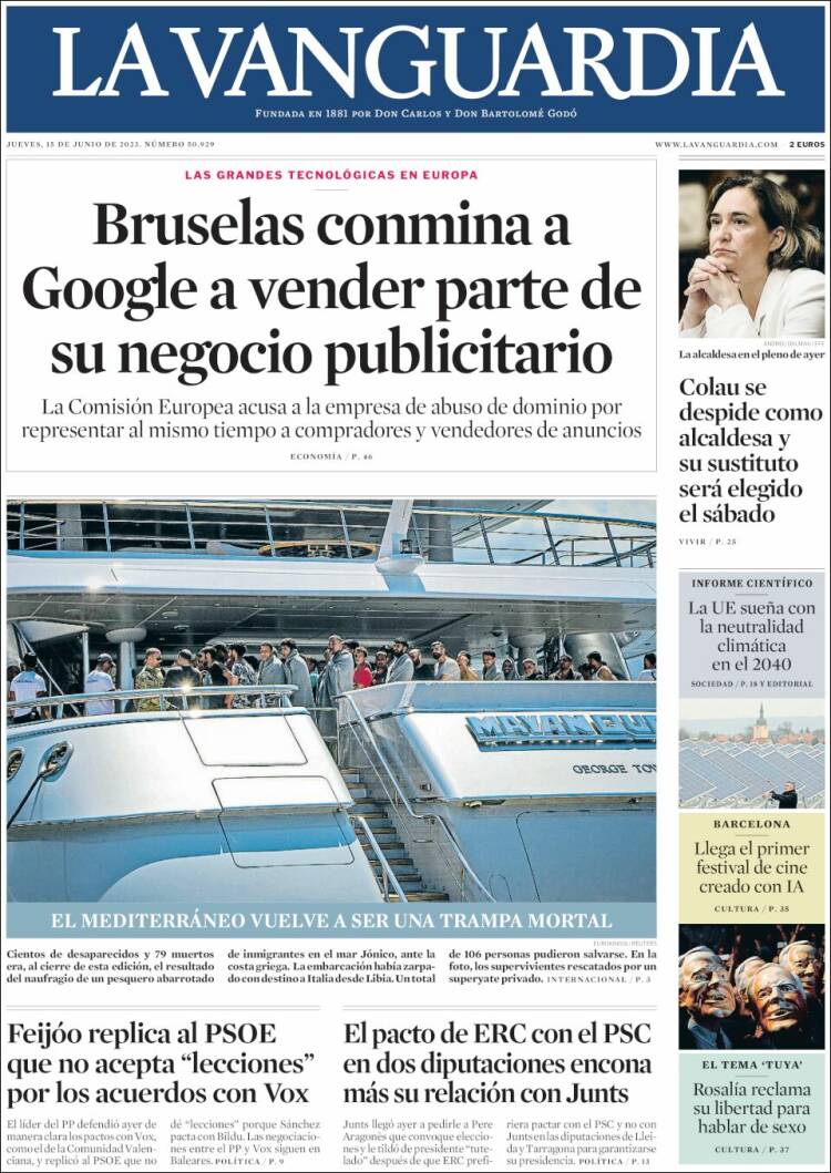 Portada de La Vanguardia (España)