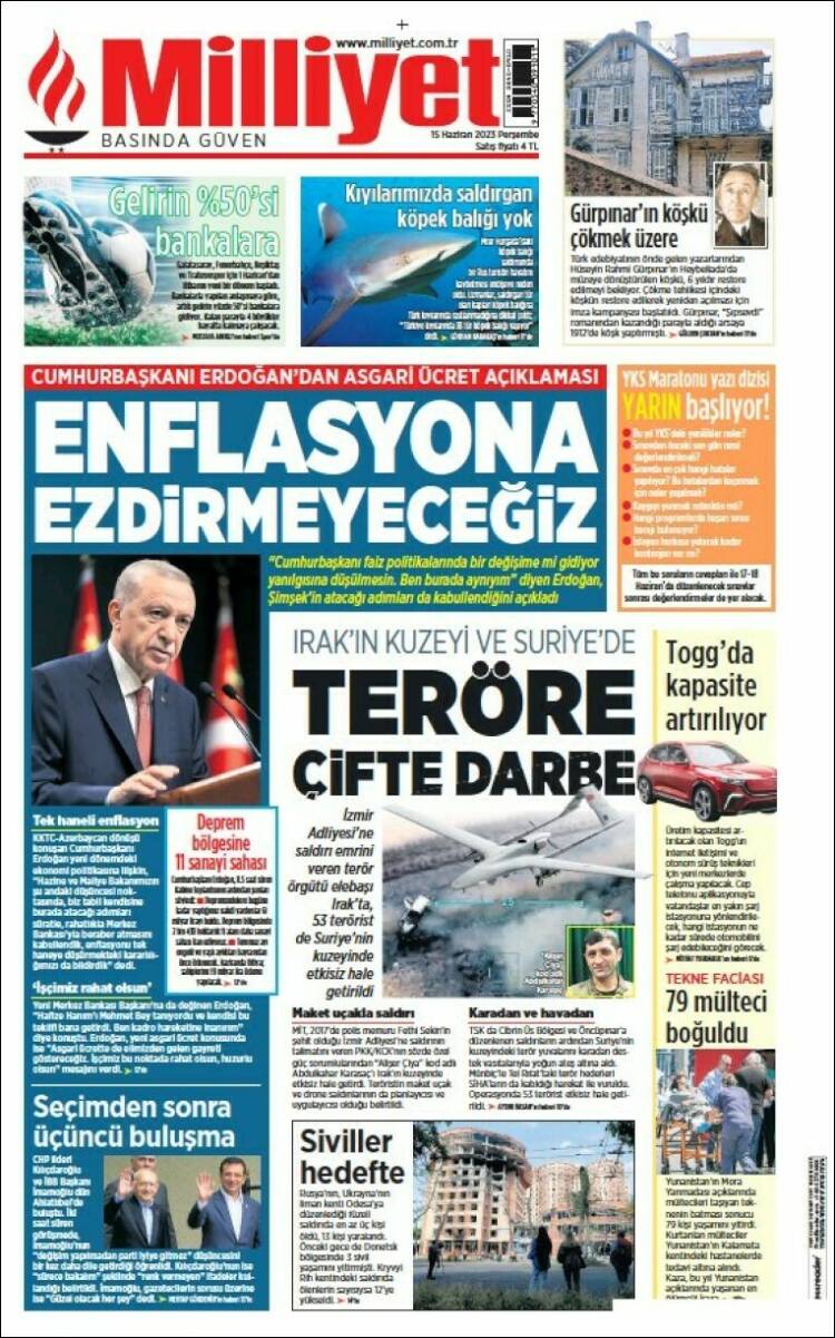 Portada de Milliyet (Turquía)