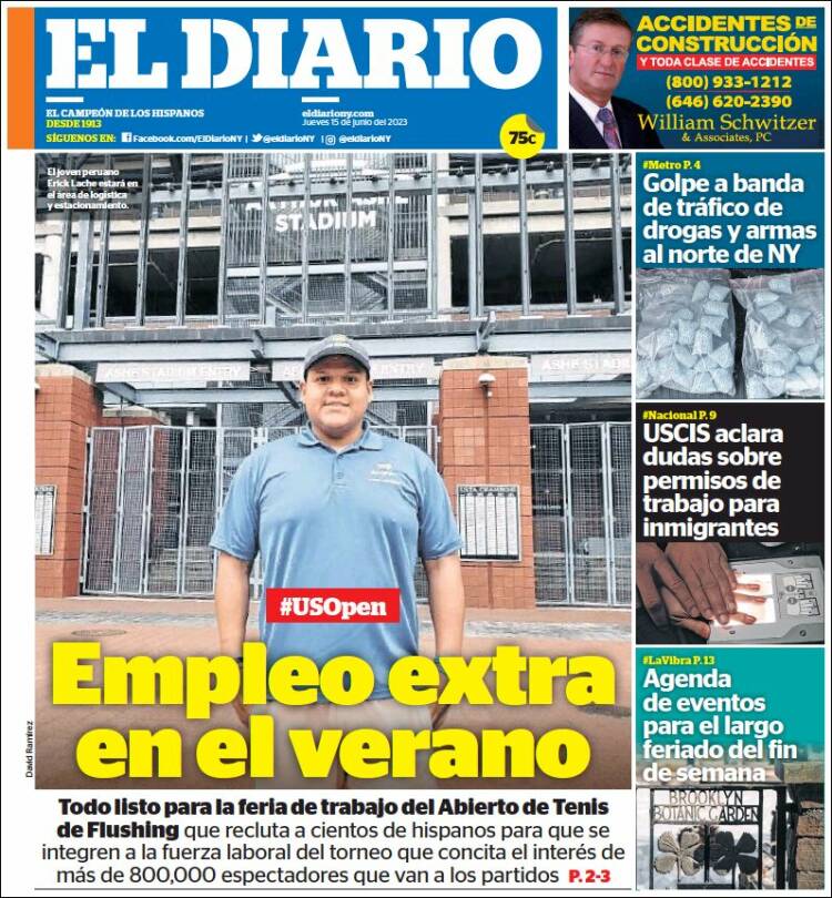 Portada de El Diario NY (USA)